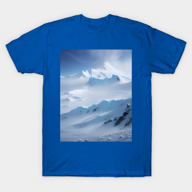 Pristine serene white winter mountains and clear blue skies ! T-Shirt by UmagineArts